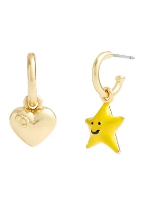 Signature Star Mismatched Charm Huggie Earrings