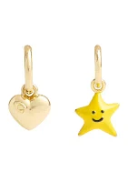 Signature Star Mismatched Charm Huggie Earrings