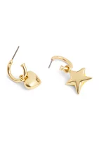 Signature Star Mismatched Charm Huggie Earrings