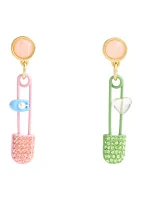 Signature Safety Pin Mismatched Drop Earrings