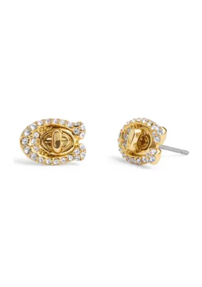 Signature C Pavé Turnlock Stud Earrings