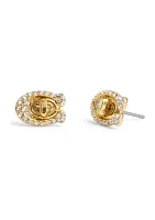 Signature C Pavé Turnlock Stud Earrings