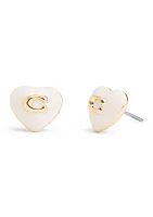 Signature Enamel Heart Stud Earrings