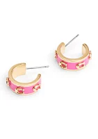 Signature C Enamel Huggie Earrings