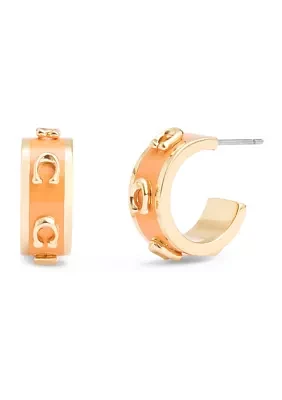 Signature C Enamel Huggie Earrings