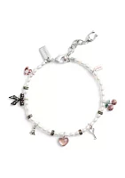 Signature Bowtique Mini Charm Pearl Bracelet