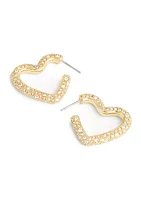 Pavé Heart Hoop Earrings