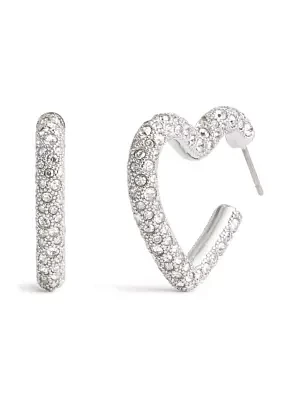 Pavé Heart Hoop Earrings