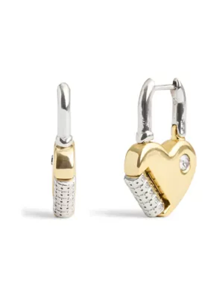 Signature Heart Padlock Drop Earrings