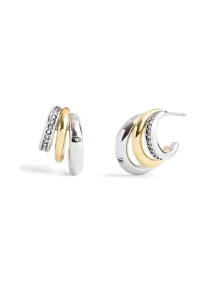 Pavé Tubular Triple Huggie Earrings