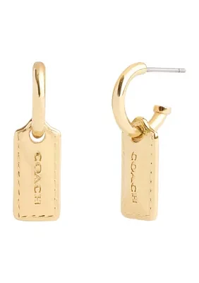 Signature Stitched Hangtag Charm Huggie Earrings