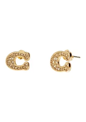 Signature Pavé C Stud Earrings