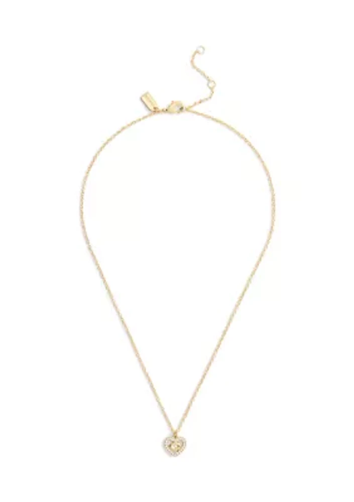 Signature C Pavé Heart Pendant Necklace