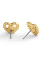 Signature C Pavé Heart Stud Earrings