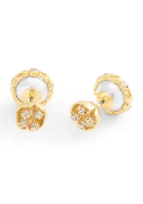 Signature Floral Pearl Orb Jacket Stud Earrings