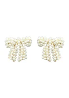 Gold Plated Pearl Bow Earrings