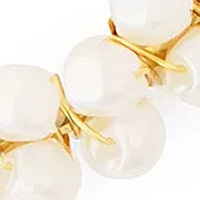 Gold Plated Pearl Lined Lever Back Hoop Earrings