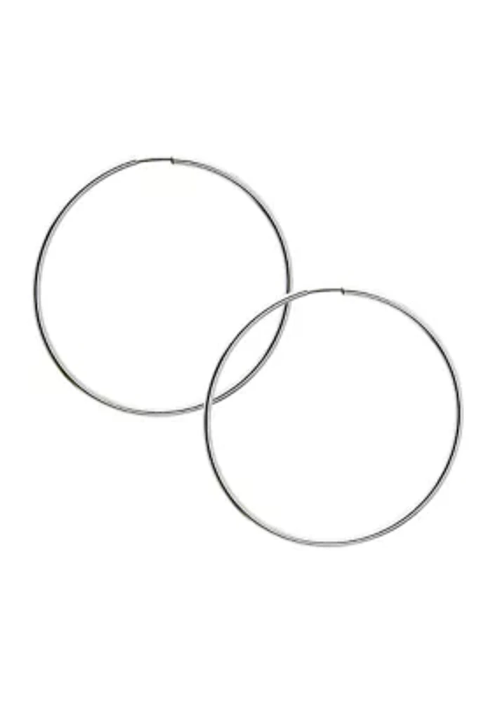 Silver Tone Endless Hoop Earrings