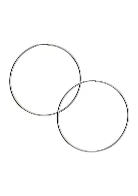 Silver Tone Endless Hoop Earrings