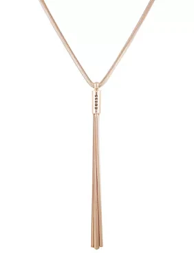 Gold Tone Snake Chain Y Necklace