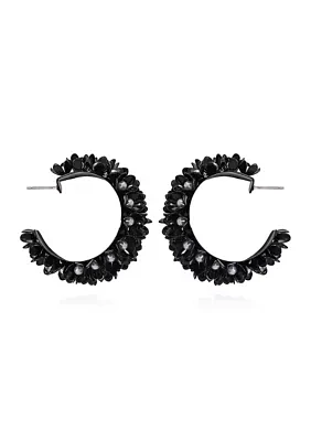 Black Pearl Flower Earrings