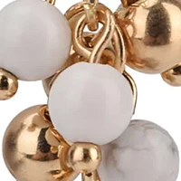 Gold Tone Fine Silver Plated Howlite Cluster Drop Earrings