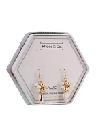 Gold Tone Fine Silver Plated Howlite Cluster Drop Earrings