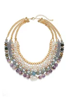 Lab Created Gold Tone 5 Row Statement Necklace