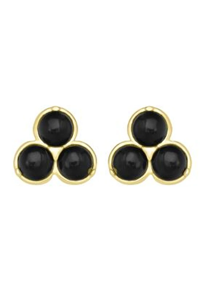 Gold Over Sterling Silver Trillion Cut Stud Earrings