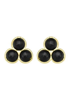 Gold Over Sterling Silver Trillion Cut Stud Earrings