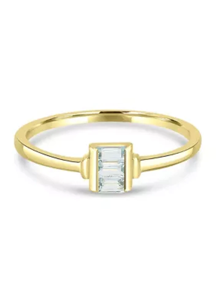 Gold over Sterling Silver Blue Topaz Rectangle Ring