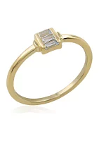 Gold over Sterling Silver Blue Topaz Rectangle Ring