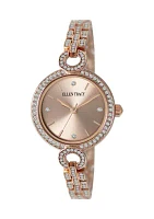 Rose Gold Tone Crystal Bracelet Watch 