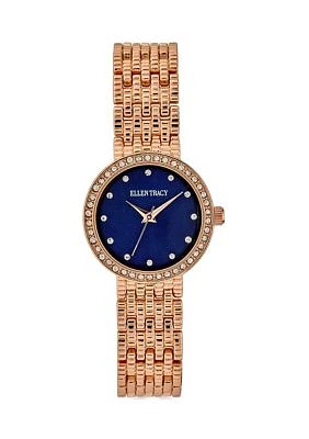 Rose Gold Tone Blue Dial Bracelet Watch