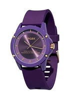 Unisex Broadell Purple Silicone Band Watch - 44 Millimeter