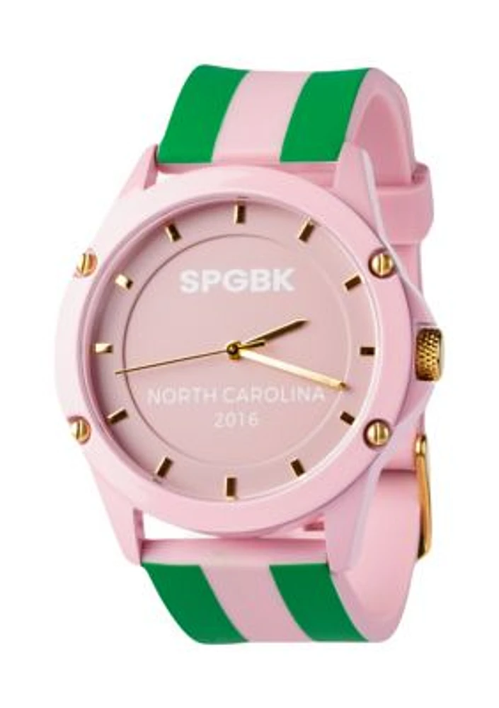 Unisex Quad Pink and Green Silicone Band Watch