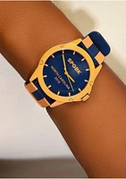 Unisex Yard Blue and Yellow Silicone Band Watch