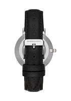 Women's Black Leather Strap Watch