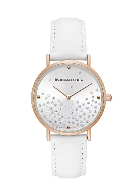 Women's White Leather Strap Watch 