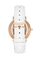 Women's White Leather Strap Watch 