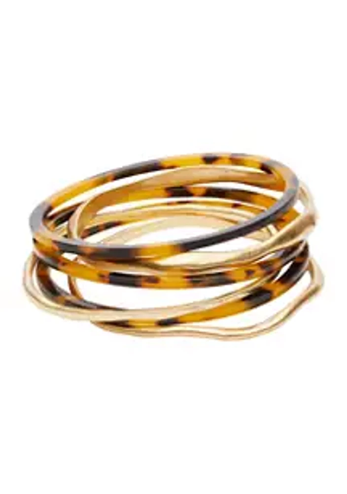 Belk Gold-Tone Tortoise 5 Pack Bangle Bracelet Set