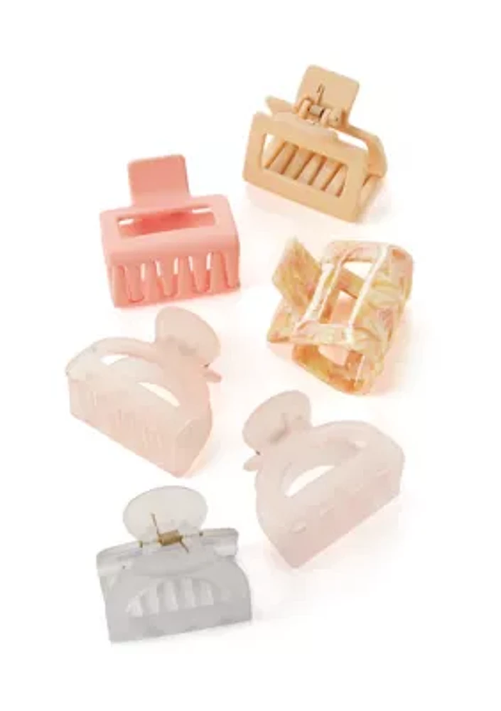 Assorted Peach Square Claw Clip 6 Piece Set