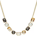 Gold Tone Multi Stone Frontal Necklace