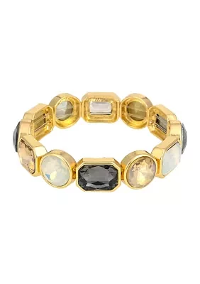 Gold Tone Multi Colored Stone Stretch Bracelet