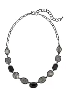 Hematite Multi Jet Stone Frontal Necklace