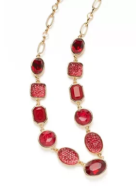 Gold Tone Red Stone Collar Necklace