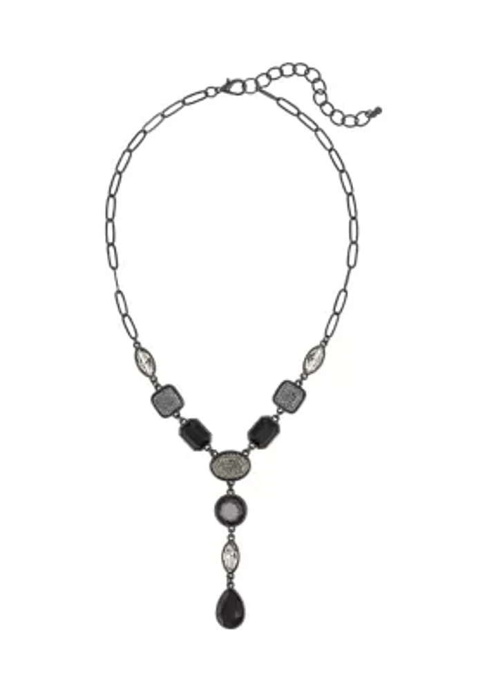 Hematite Jet Multi Stone Y-Necklace