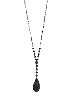 Long Jet Beaded Y-Necklace