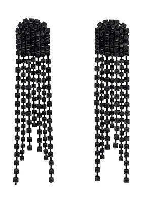 Black Rhinestone Chandelier Drop Earrings