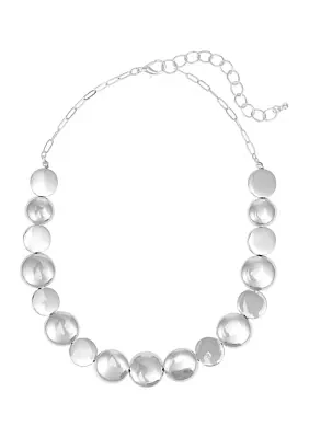 Silver Tone Single Row Round Bead Short Necklace